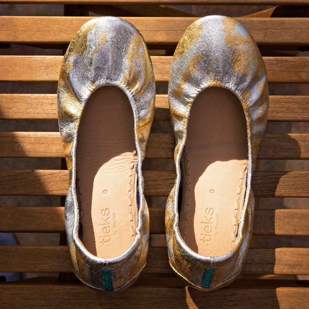 NWT Custom Silver and Gold Foiled Tieks by Heather - Picture 2 of 6